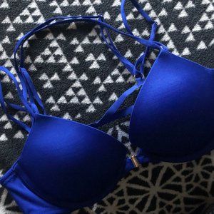 VS Cobalt Blue Strappy Push Up Bra 34B